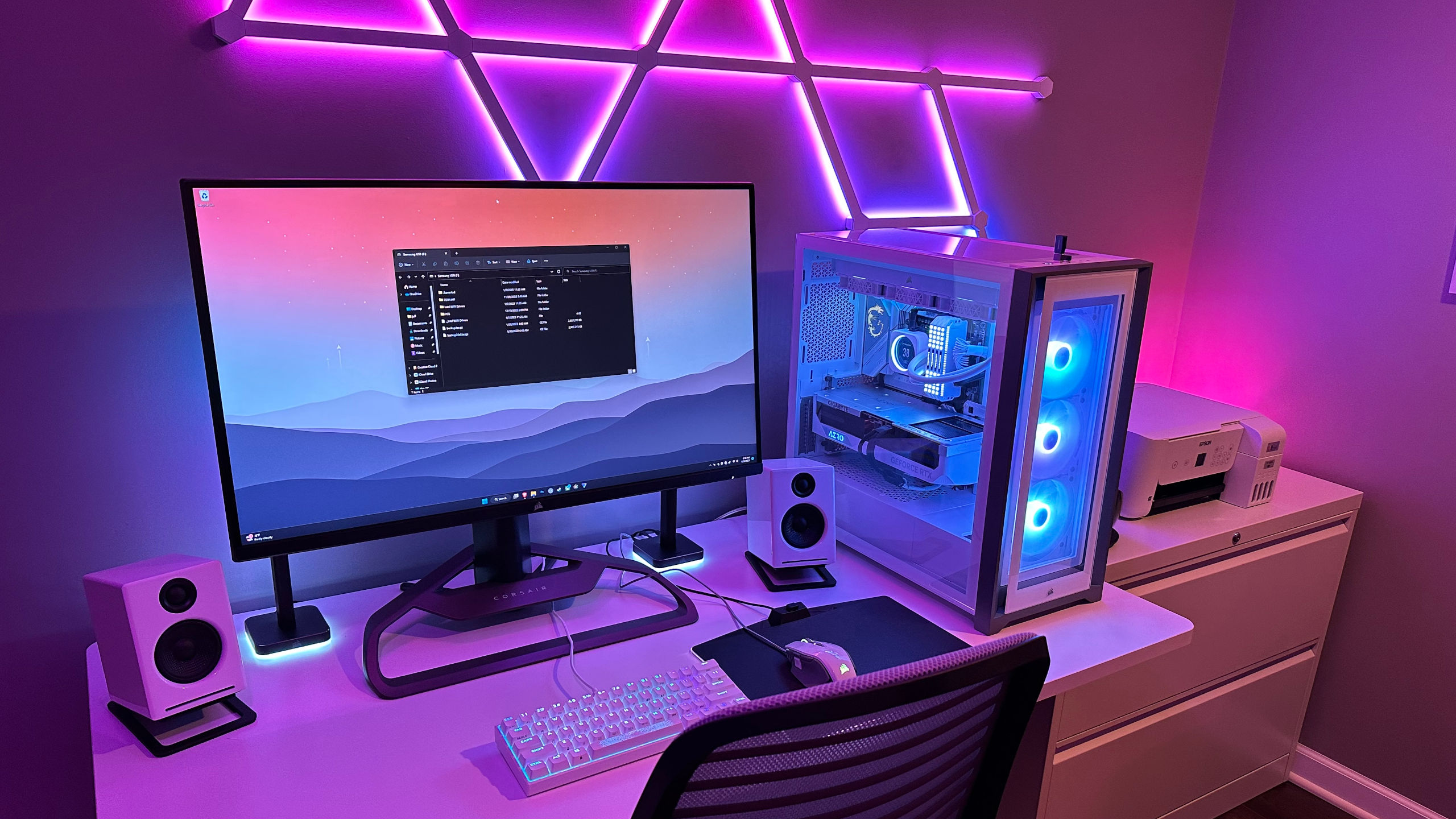Photo of Windows workstation with RGB lighting