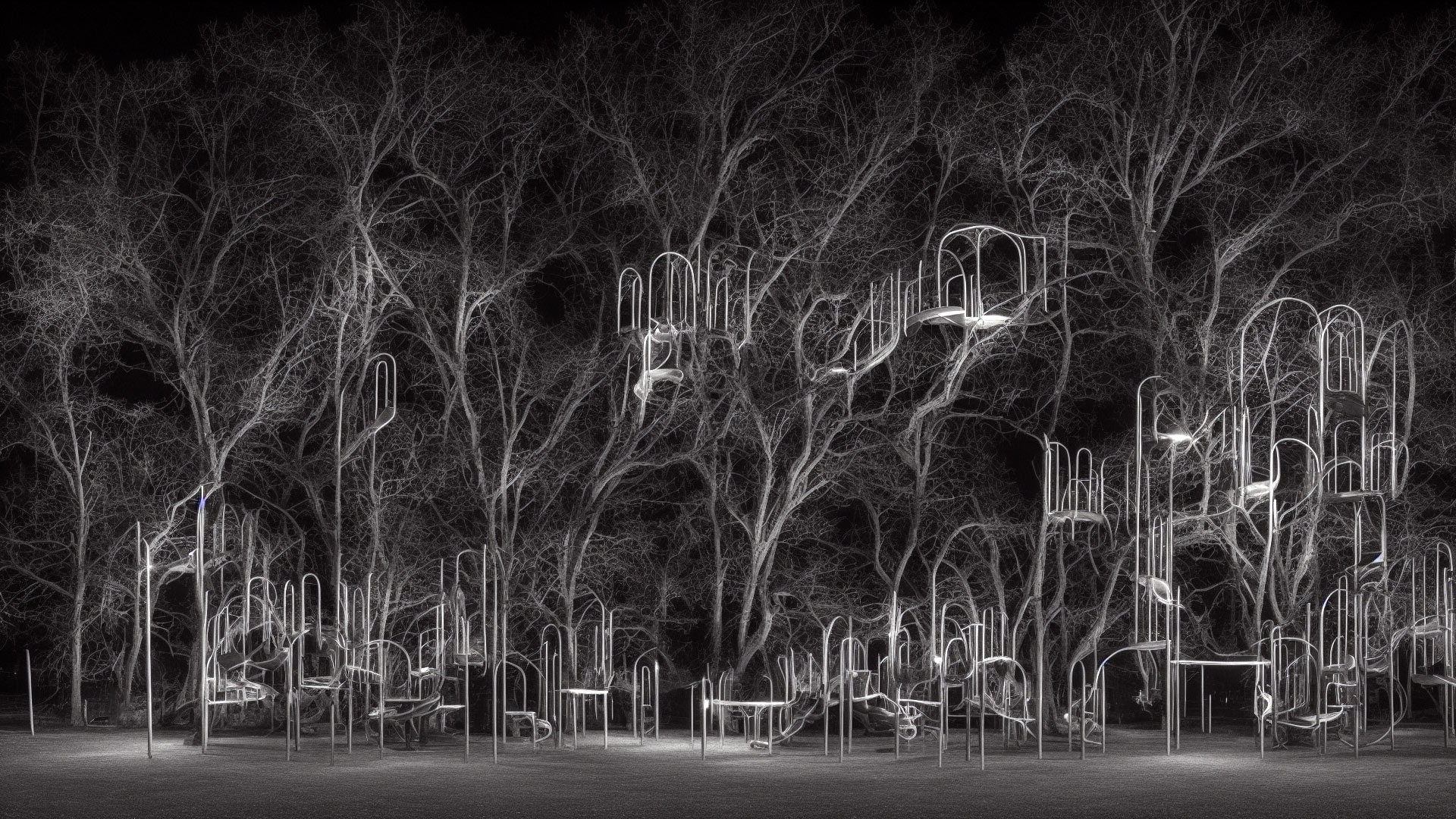 A playground at night, spooky